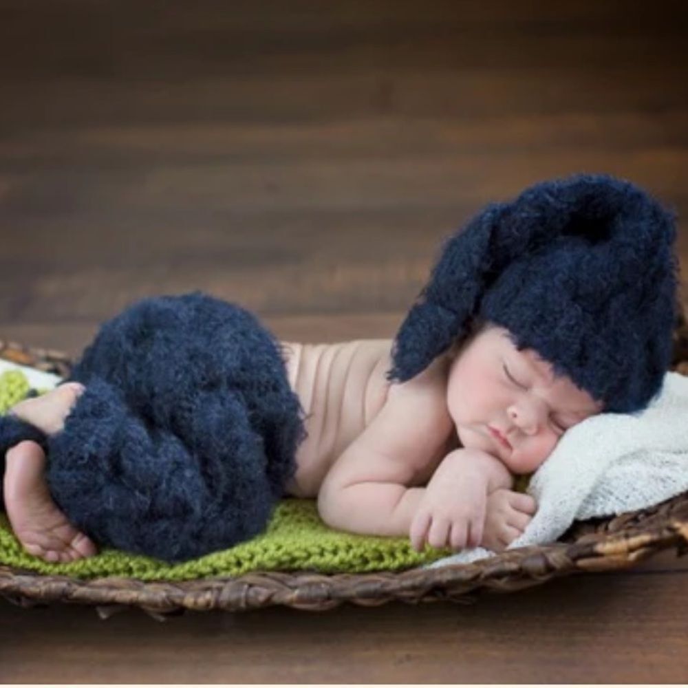 Daisy Baby Infant Ashton Tail Hat and Pants Set in Navy Blue 0-6 months NWT